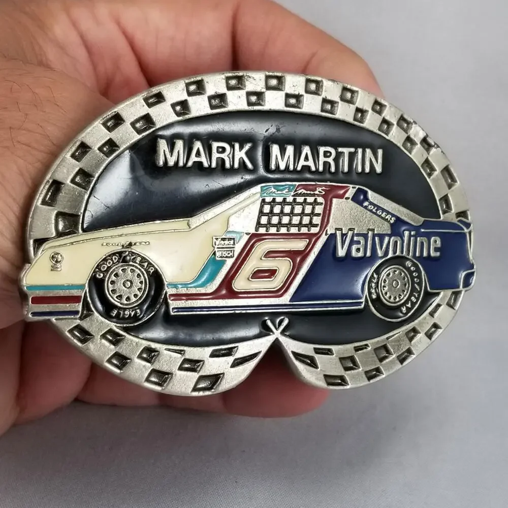 Vintage Belt Buckle NASCAR Mark Martin Number 6 Valvoline‎